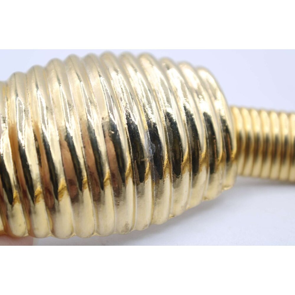 Vintage Gold Cobra Dress Belt Buckle Ribbed Elastic Stretchy Waistband Size S-M - Picture 7 of 9